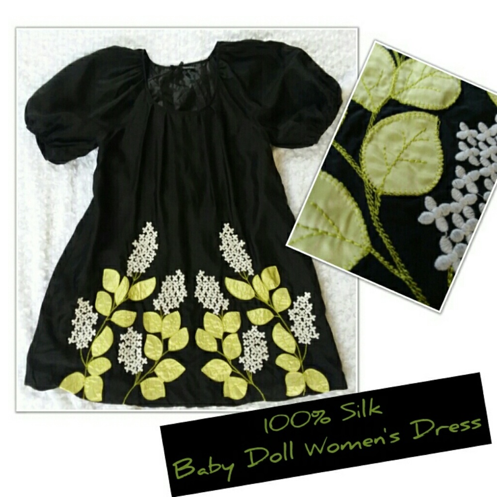 ☞Dress 100% Silk with Embroidery Medium